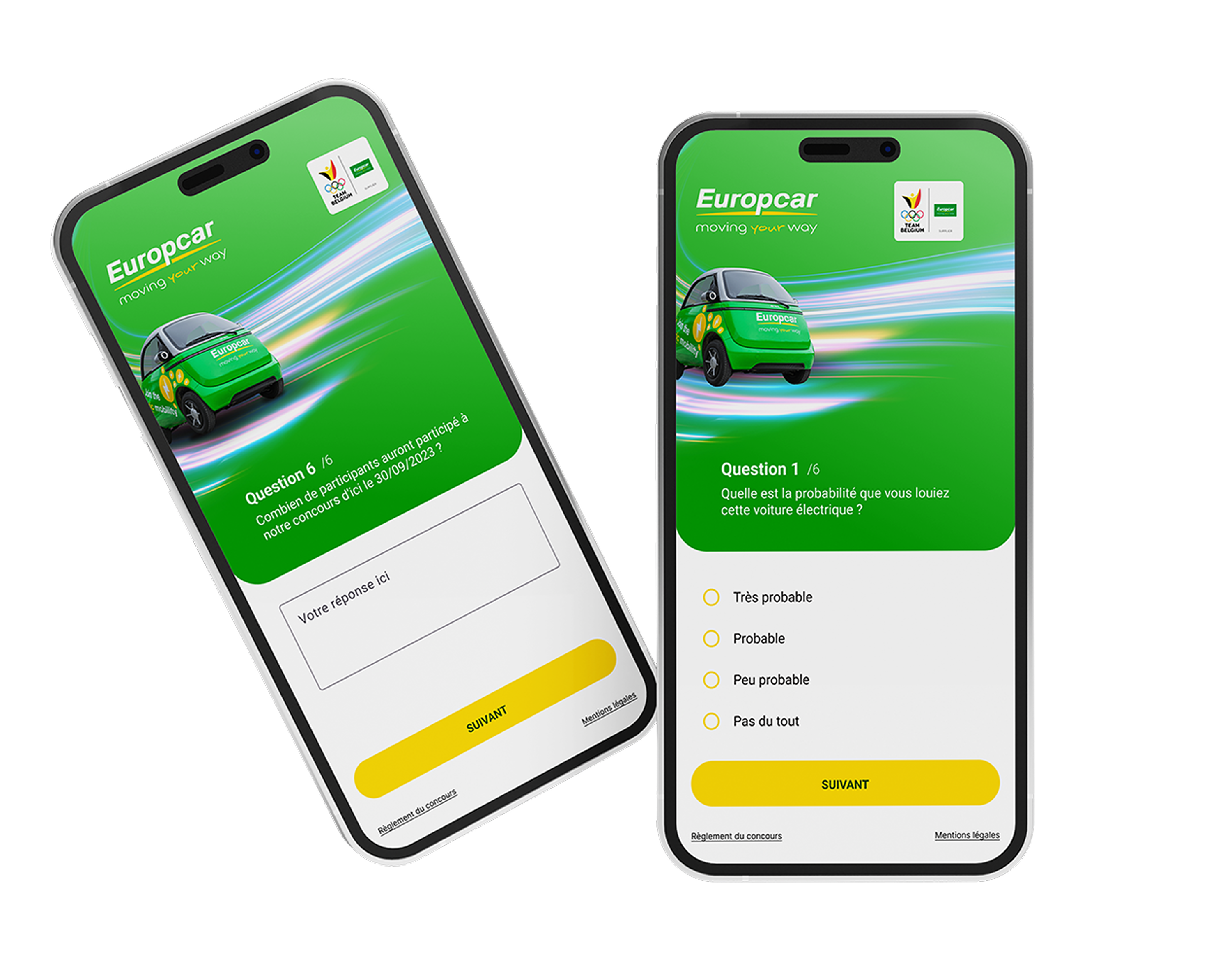 mockup of the Europcar quizz interface