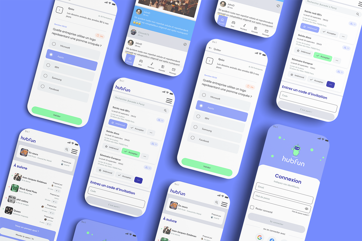 mockup of the Hubfun interface
